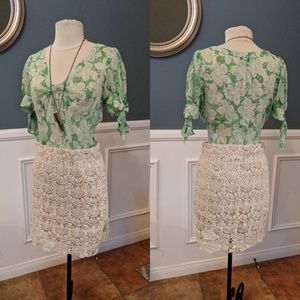 Crochet Skirt w Green Top from Anthropologie